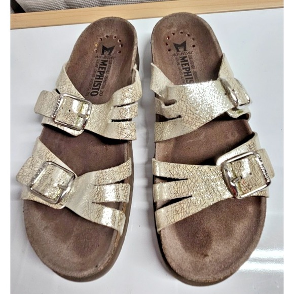 Mephisto woman Helisa sandals buckles leather‎ upper metalllic Sz 38/ US8 - Picture 1 of 7